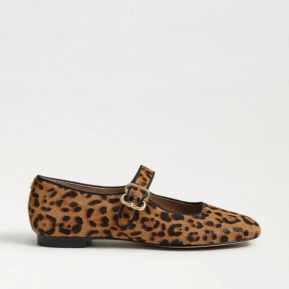 Sam Edelman Leopard Brahma Hair Leather Ballet Flats 7 1/2 NWT - Picture 3 of 14